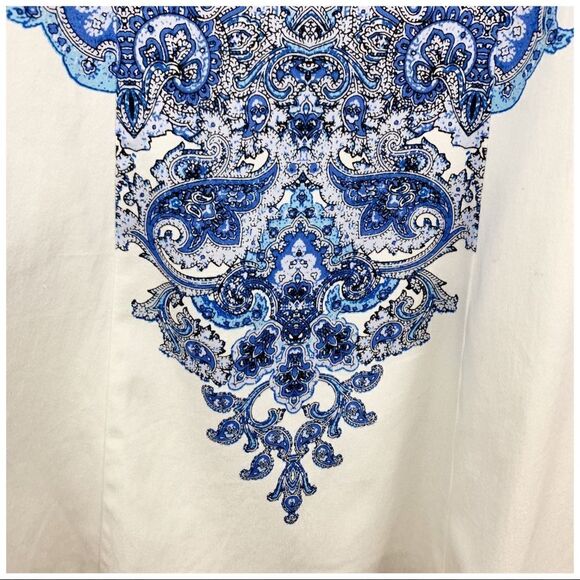 Maggy London Sleeveless Dress | Fit‎ and Flare Blue White 8 - Picture 5 of 14